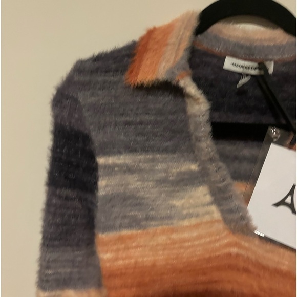 NEW NWT | Maniere De Voir Full furry Knit striped Long sleeve Mini Dress | Small - Picture 6 of 8